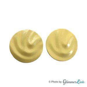 Vintage Round Swirl Light Shimmer Yellow Enamel Pierced Earrings